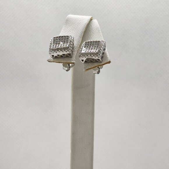 Brand New Sterling Silver 925 Square cz Earrings - Picture 2 of 5